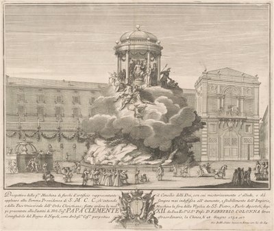 1732年の中国のプリマ・マッキナ：神々の評議会 作： Giovanni Battista Sintes, after Nicola Michetti