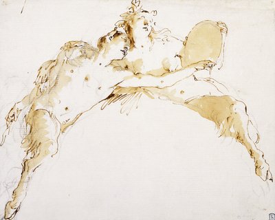 牧神、左腕を伸ばし、タンブールを抱くフォース 作： Giovanni Battista Tiepolo