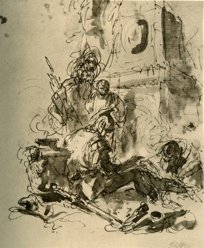 18世紀半ば、1928年に着席した兵士 作： Giovanni Battista Tiepolo