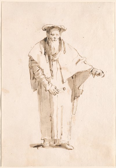 棒を持って立つオリエンタル 作： Giovanni Battista Tiepolo
