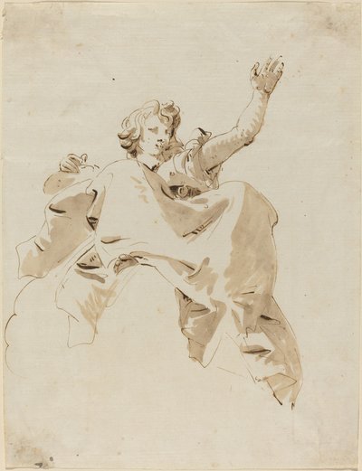 下から見た雲の上に座っている女性 作： Giovanni Battista Tiepolo