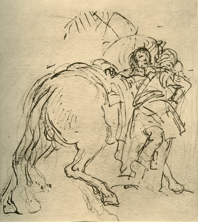 彼の馬に寄りかかるライダー、c1740s、1928 作： Giovanni Battista Tiepolo