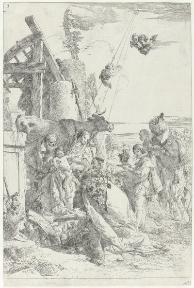 三賢者による幼子キリストの礼拝 Scherzi di fantasia (シリーズタイトル) 作： Giovanni Battista Tiepolo