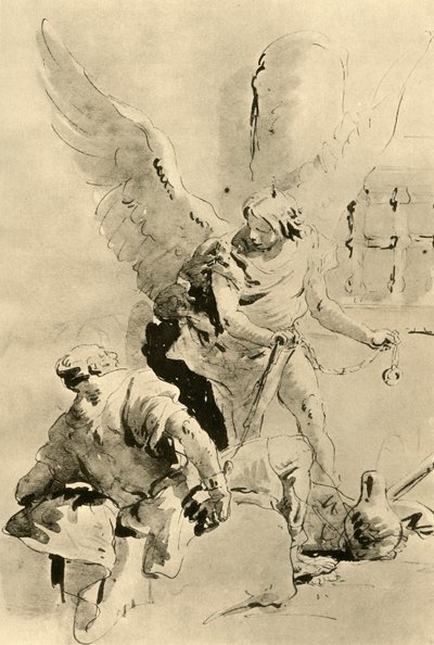 18世紀半ば、1928年、天使が使徒ペテロの刑務所に現れた 作： Giovanni Battista Tiepolo