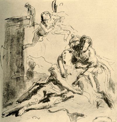 アンジェリカはメドールの傷、c1757、1928 作： Giovanni Battista Tiepolo
