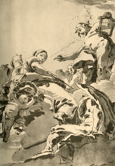 アポロ、ミューズとクロノス、c1730、1928 作： Giovanni Battista Tiepolo