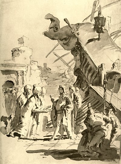 18世紀半ばの町の降伏、1928 作： Giovanni Battista Tiepolo