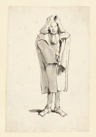 オーバーコートを着た男の風刺画 作： Giovanni Battista Tiepolo