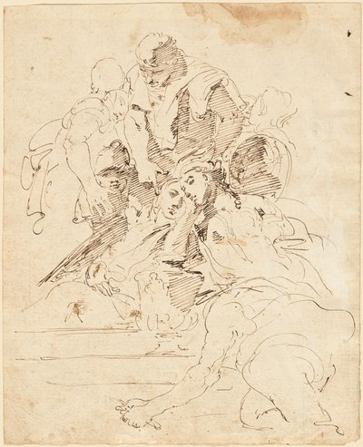 壷の周りに集められた古典的な人物 作： Giovanni Battista Tiepolo