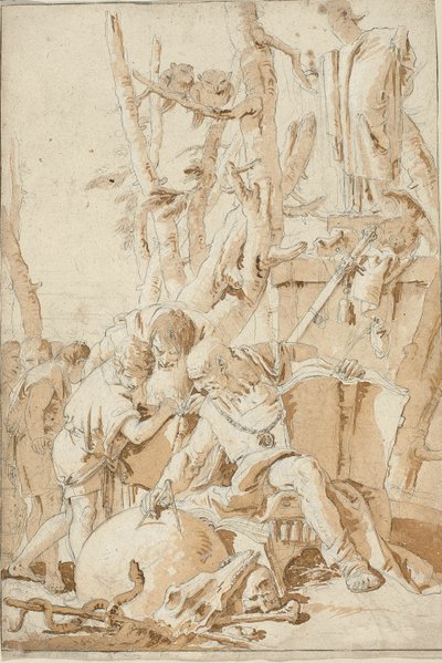 デモクリトスとヘラクレイトス 世界の愚行を笑い、嘆く 作： Giovanni Battista Tiepolo