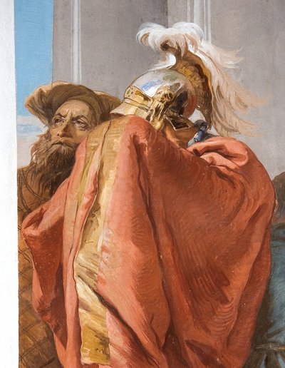 1757年、パラッツィーナのエントランスホールからのイフィゲニアの犠牲からのアガメムノンの詳細 作： Giovanni Battista Tiepolo