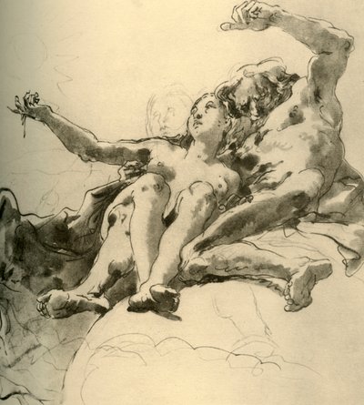 18世紀半ば、太陽を指す若い女性のそばの老人、1928 作： Giovanni Battista Tiepolo