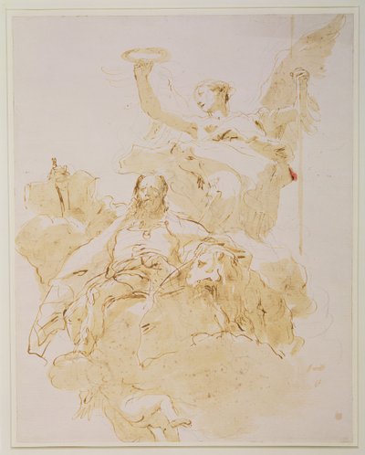 ポルト家の栄光、1755〜60年頃（ペン、茶色のインクとウォッシュ、黒チョーク） 作： Giovanni Battista Tiepolo
