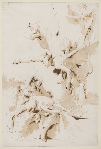 荒野のハガルとイシュマエル、1725年 作： Giovanni Battista Tiepolo