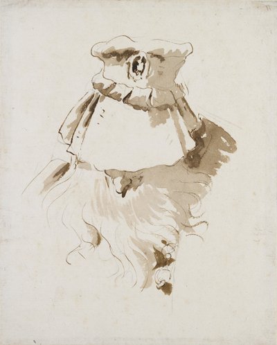 あごひげを生やした男の頭、18 世紀半ば 作： Giovanni Battista Tiepolo
