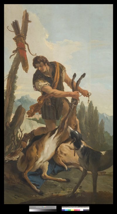鹿とハンター、1718 作： Giovanni Battista Tiepolo