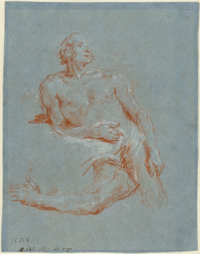 肘に寄りかかっている男性のヌード (裏面) 作： Giovanni Battista Tiepolo