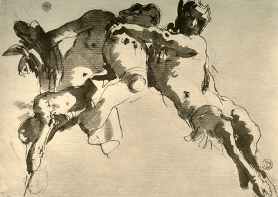 18世紀半ば、アンフォラと男性と女性の牧神、1928 作： Giovanni Battista Tiepolo