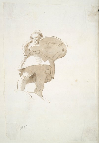 下から見たトレイを運ぶ男性の図 作： Giovanni Battista Tiepolo