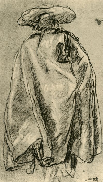 後ろから見たビッグマントの男、1752、1928 作： Giovanni Battista Tiepolo