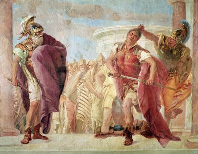 ホーマー作「イリアス」より、ミネルバがアガメムノンを殺すのを防ぐ、1757年 作： Giovanni Battista Tiepolo