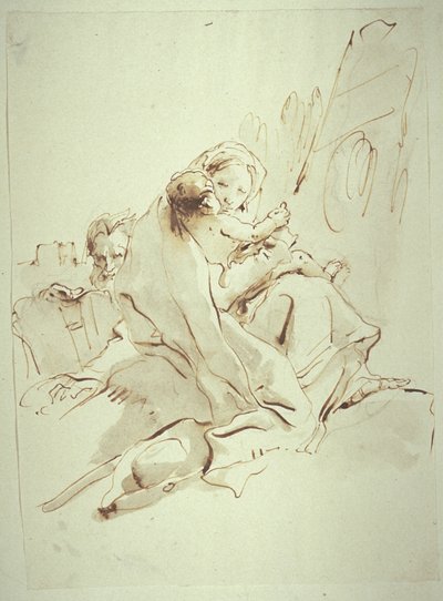 エジプトへの逃避行での休息 作： Giovanni Battista Tiepolo