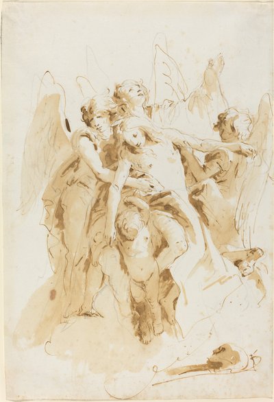 天使に持ち上げられた聖マグダラのマリア 作： Giovanni Battista Tiepolo