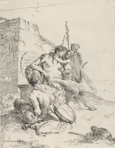 オベリスクのあるサテュロスの家族、スケルツィから。 1743-50。 作： Giovanni Battista Tiepolo