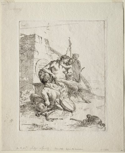 Scherzi di Fantasia: オベリスクを持つサテュロスの家族 作： Giovanni Battista Tiepolo