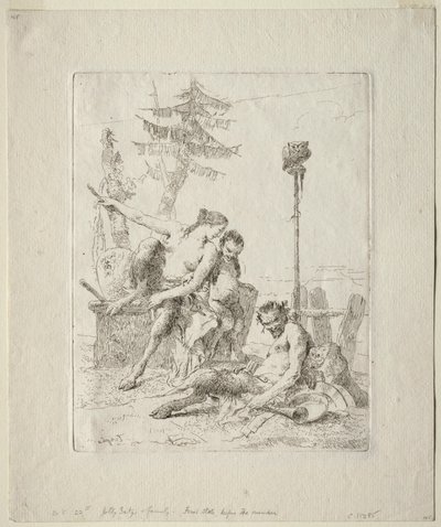 ファンタジアのスケルツィ：幸せなサテュロスとその家族 作： Giovanni Battista Tiepolo