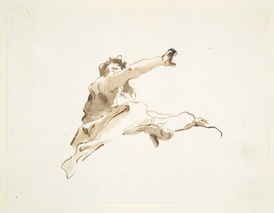 頭を左に向け、右腕を上げた着座図を下から見た図 作： Giovanni Battista Tiepolo
