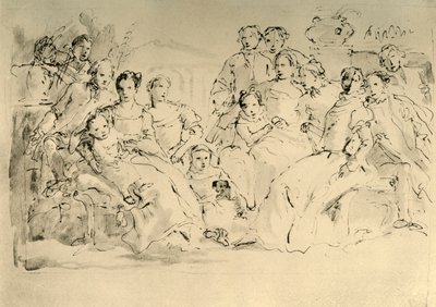 18世紀半ばのグループポートレートのスケッチ、1928 作： Giovanni Battista Tiepolo