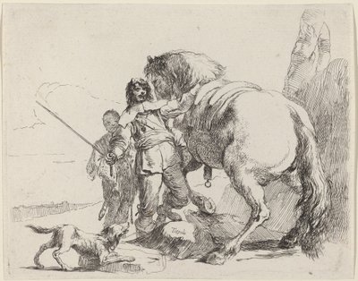 馬と付添人の兵士 作： Giovanni Battista Tiepolo