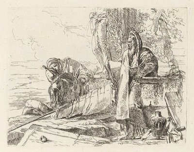 立っている哲学者と他の 2 人の人物、Vari capricci (Various Capriccios) から 作： Giovanni Battista Tiepolo