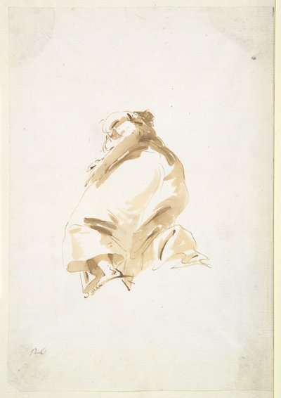 後ろと下から見た女性の立ち姿 作： Giovanni Battista Tiepolo