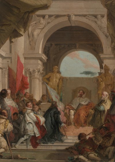 フランコニア公爵としてのハロルド司教の叙任。 1751-52。 作： Giovanni Battista Tiepolo