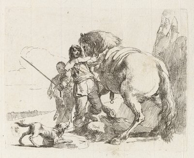 馬のそばに立つライダー、Vari capricci (Various Capriccios) より 作： Giovanni Battista Tiepolo