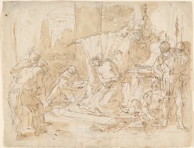 イフィゲニアの生贄 (右) / 男性の裸体の習作 (裏) 作： Giovanni Battista Tiepolo