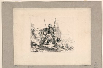ヴァリ・カプリッチより 3人の兵士と少年 作： Giovanni Battista Tiepolo