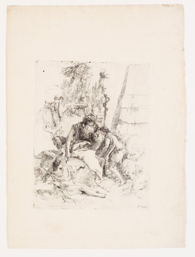 座っている 2 人の魔法使いと 2 人の若者 作： Giovanni Battista Tiepolo