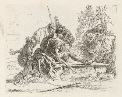 Vari capricci (Various Capriccios) より 2 人の兵士と 2 人の女性 作： Giovanni Battista Tiepolo