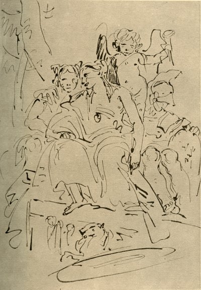 2人の女性、エロスと兵士、18世紀半ば、1928 作： Giovanni Battista Tiepolo