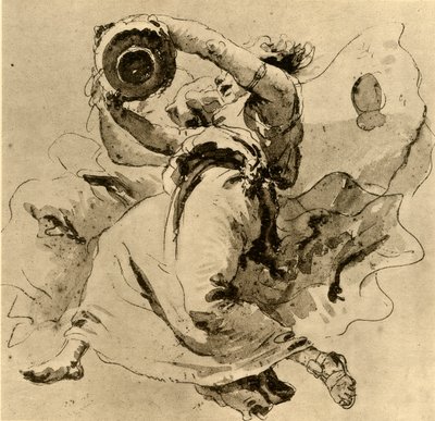18世紀半ば、1928年、瓶を持っている2人の天才 作： Giovanni Battista Tiepolo