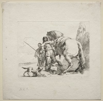 様々な気まぐれ：馬にまたがる騎士 作： Giovanni Battista Tiepolo