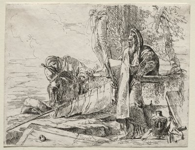 様々なカプリス：本を持っている哲学者。 作： Giovanni Battista Tiepolo