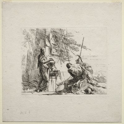 様々な気まぐれ：花瓶に手を置いて立つ女 作： Giovanni Battista Tiepolo