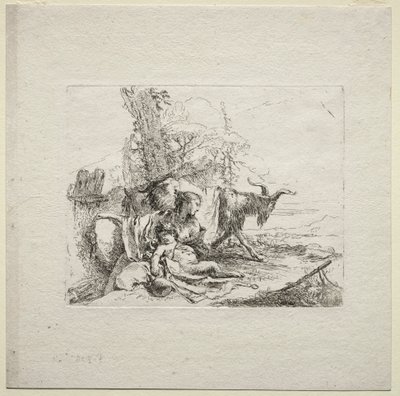 さまざまなカプリス：タンバリンを持つ女性、1785年。 作： Giovanni Battista Tiepolo