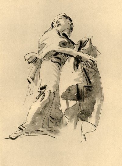 右に曲がっているが見上げる女性、18世紀半ば、1928 作： Giovanni Battista Tiepolo