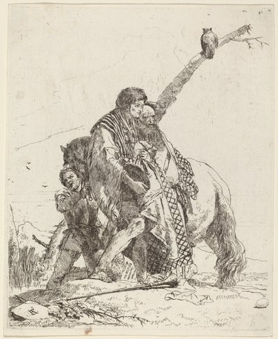 青年と賢者と馬付き従者 作： Giovanni Battista Tiepolo
