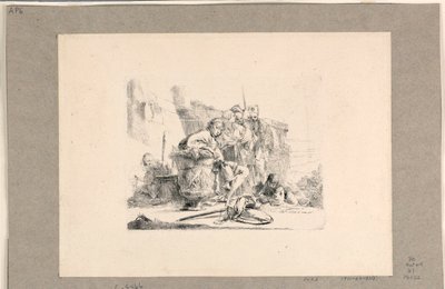 ヴァリ・カプリッチより、壷と他の人物のそばに座る若者 作： Giovanni Battista Tiepolo